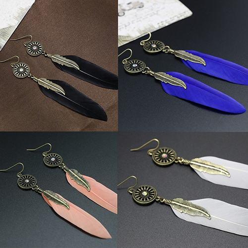 Feather Pendant Eardrop Earring 