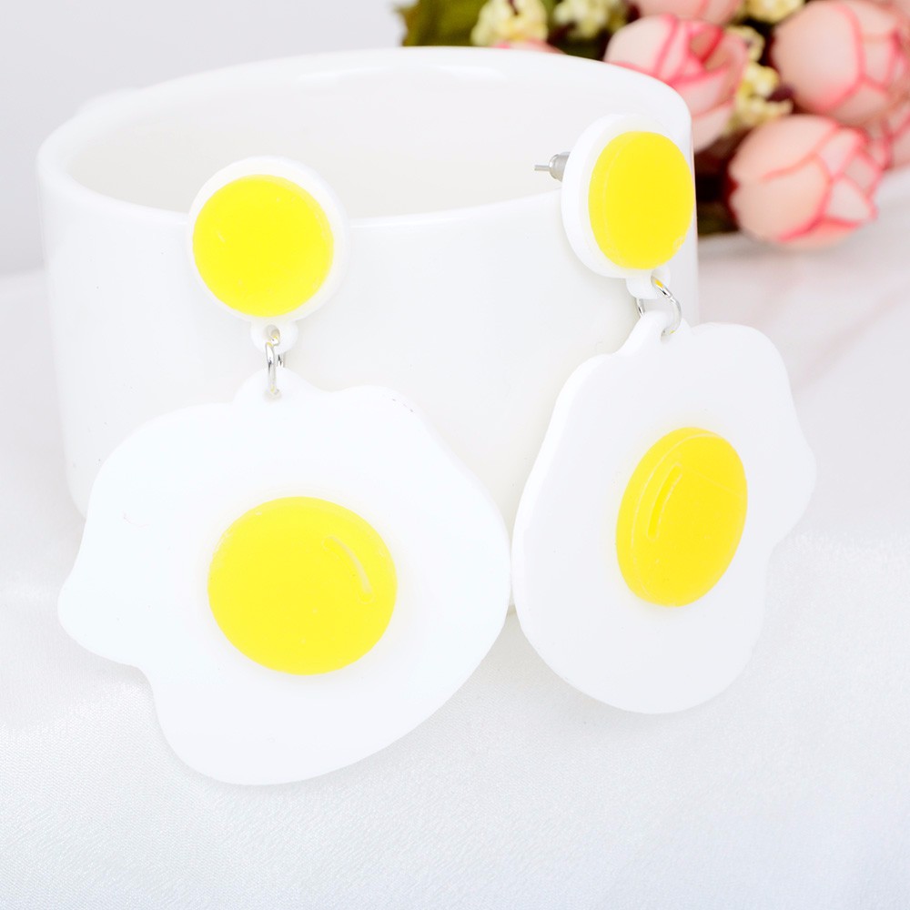 Acrylic Big Fried Egg Dangle Earring